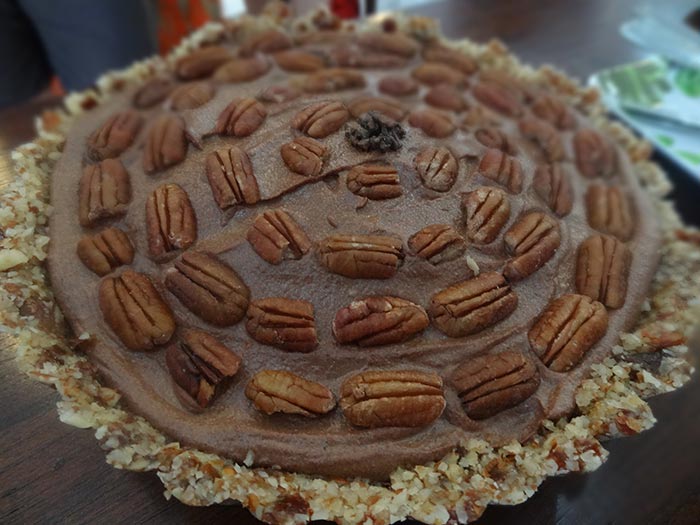 raw chocolate bourbon pecan pie
